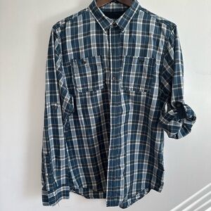 2—Casual Navy Plaid Button-Down Shirts